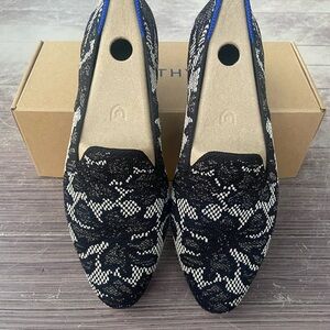 The Almond Loafer in Black Chantilly